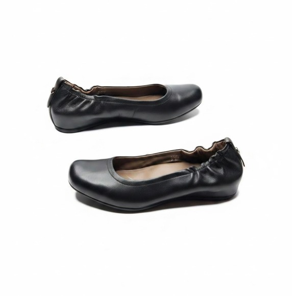 Earthies Shoes - Earthies Tolo Black Leather Ballet Flats Size 7.5 Ruched Comfort Shoes Slip On